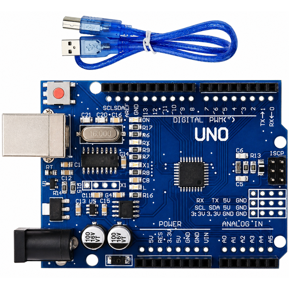 NeevCraft Arduino Uno SMD Microcontroller Development Board with USB Cable for DIY Electronics & STEM Projects