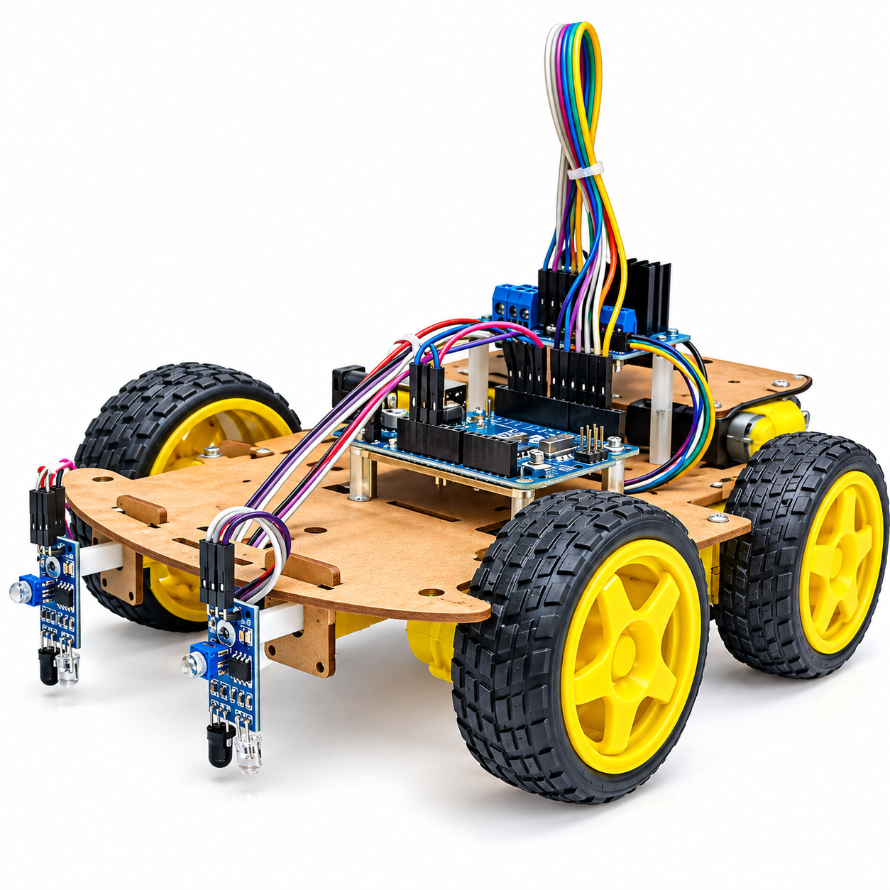NeevCraft 4WD Arduino Line Follower Robot Car DIY Kit with Dual IR Infrared Tracking Sensors for STEM Education & Robotics Projects